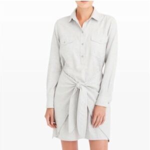 Club Monaco Ladore Tie Front Wrap Shirt Dress Grey Brushed Cotton Flannel Size 4